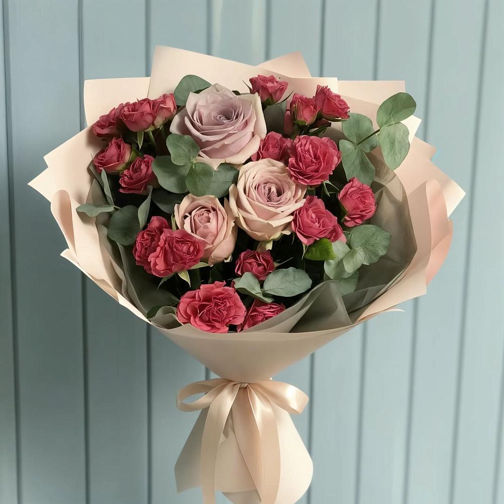 Букет цветов из: Гвоздики и Розы в Агаповка