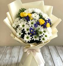 Букет цветов из:  Ирисы, Хризантемы и Розы #REPLACE_PRED# Агаповка