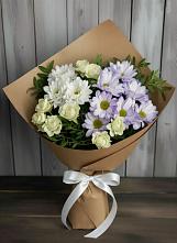 Букет цветов из:  Хризантемы и Розы в Агаповка