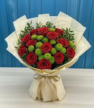 Букет цветов из:  Розы и Хризантемы в Агаповка