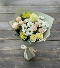 Букет цветов из:  Альстромерии, Розы и Хризантемы в Агаповка