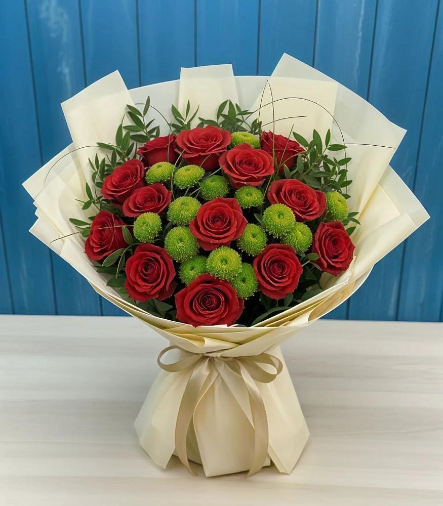 Букет цветов из: Розы и Хризантемы в Агаповка