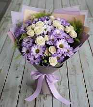 Букет цветов из:  Хризантемы и Розы в Агаповка